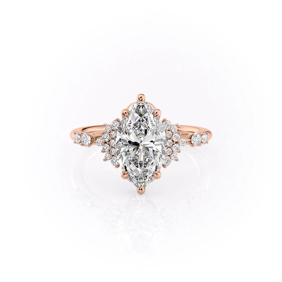 The Giselle Set With Marquise Side Stone Lab Diamond 1 Carat 14K Rose#material_14k-rose