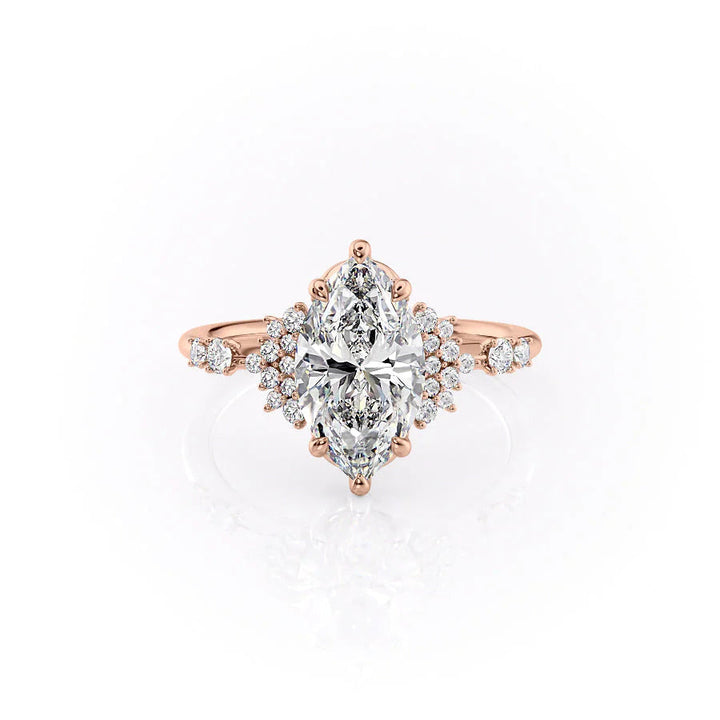 The Giselle Set With Marquise Side Stone Lab Diamond 1 Carat 14K Rose#material_14k-rose