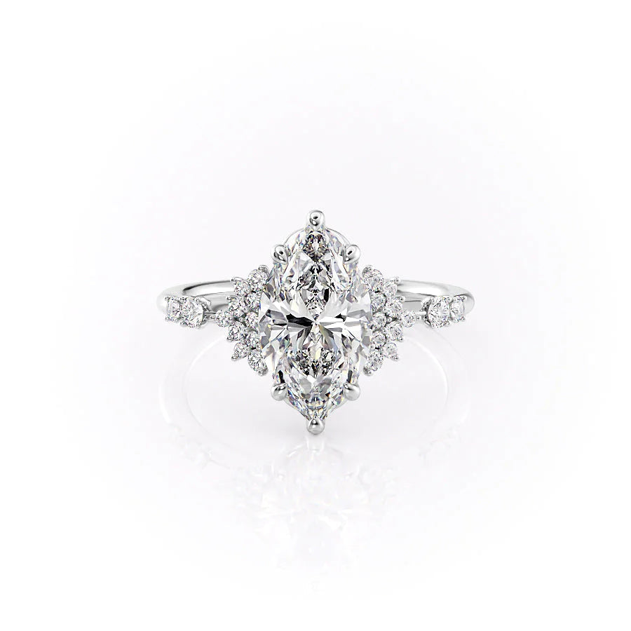 The Giselle Set With Marquise Side Stone Moissanite#material_14k-white