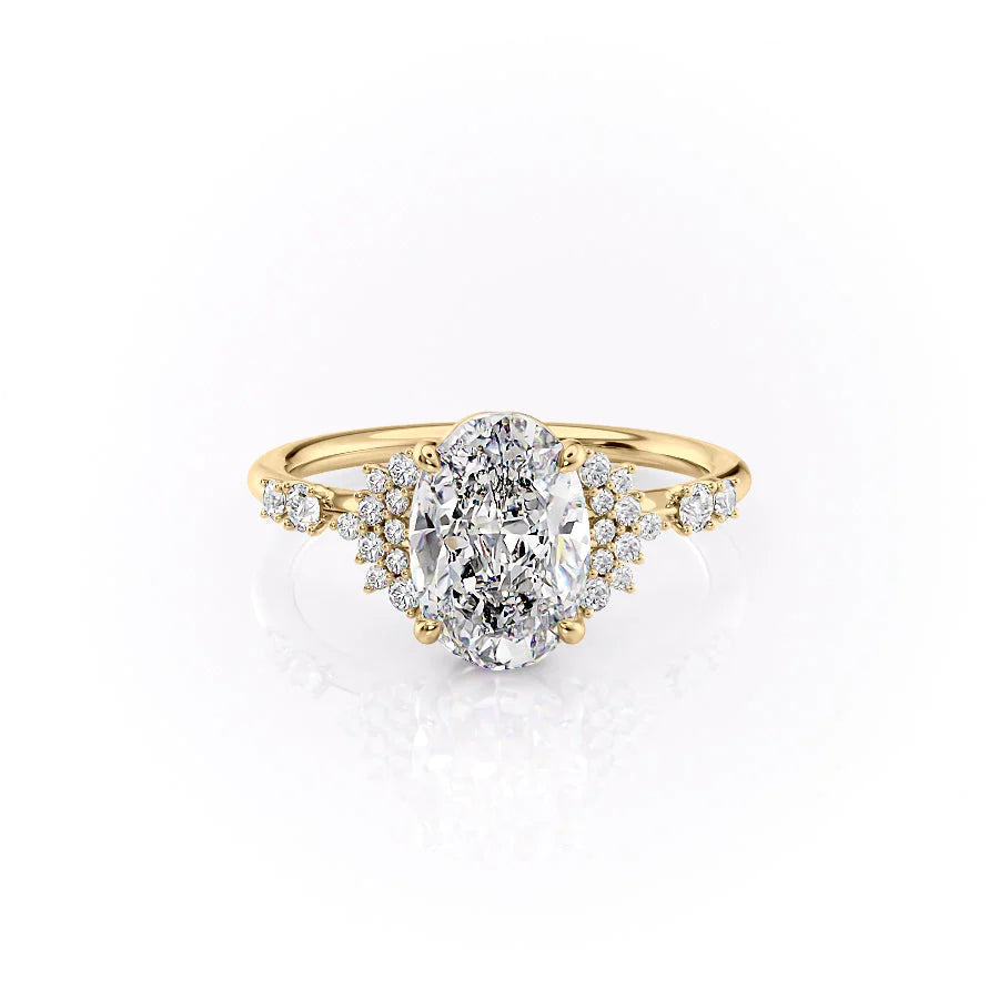 The Giselle Set With Oval Side Stone Lab Diamond 1 Carat 14K Gold#material_14k-gold