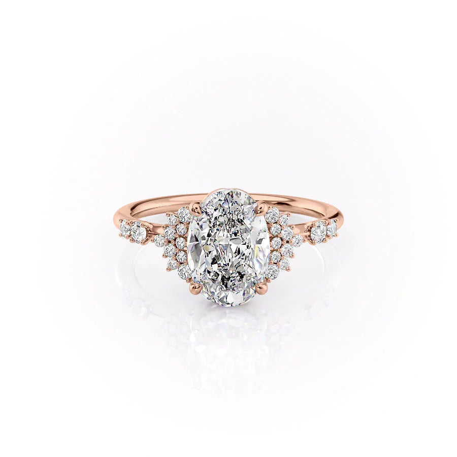 The Giselle Set With Oval Side Stone Lab Diamond 1 Carat 14K Rose#material_14k-rose