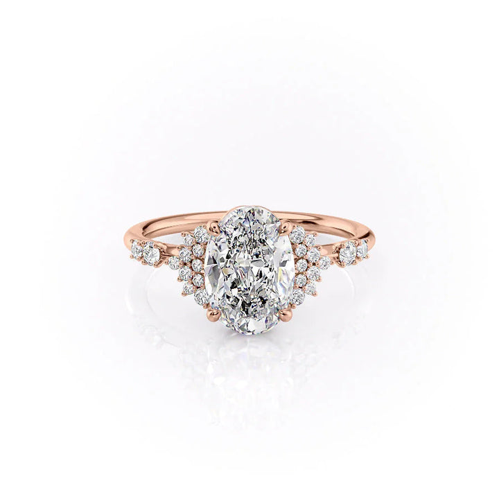 The Giselle Set With Oval Side Stone Moissanite#material_14k-rose