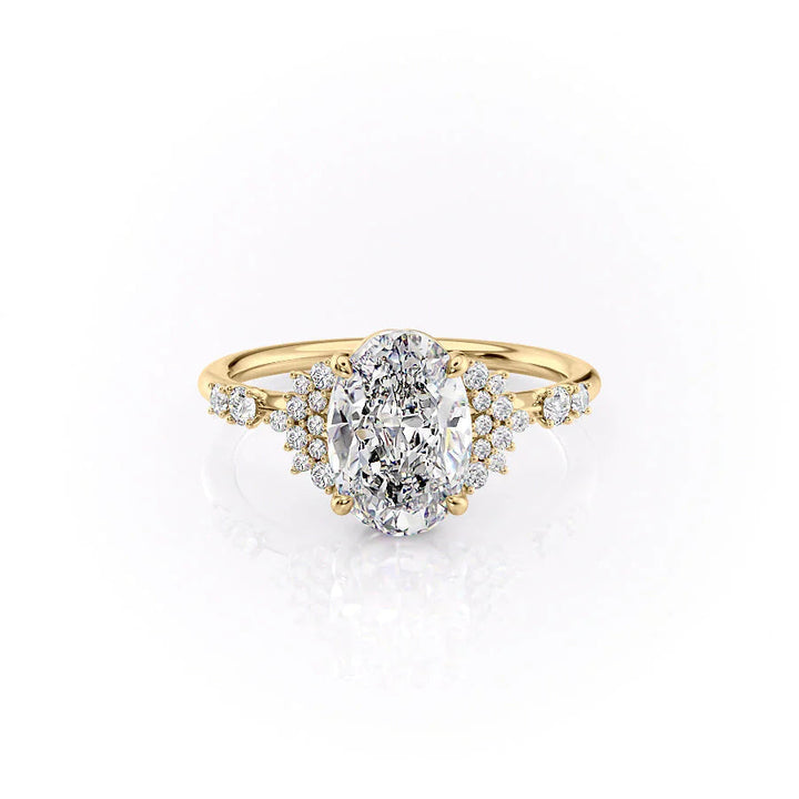 The Giselle Set With Oval Side Stone Lab Diamond 1 Carat 18K Gold#material_18k-gold