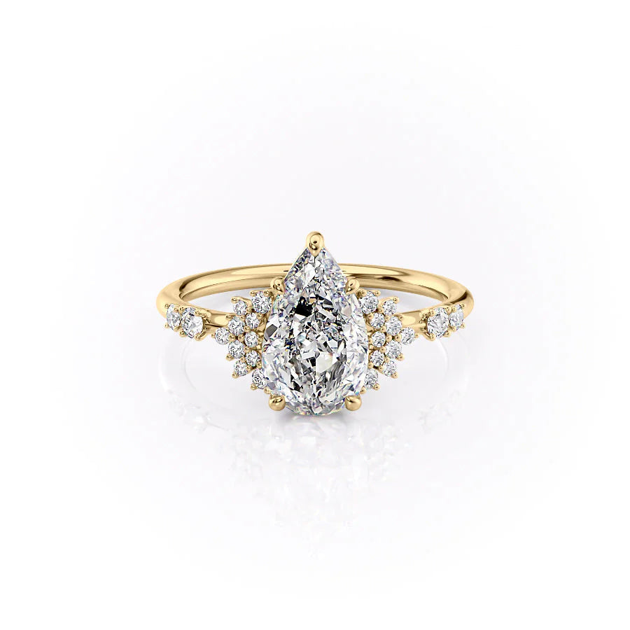 The Giselle Set With Pear Side Stone Moissanite#material_14k-gold