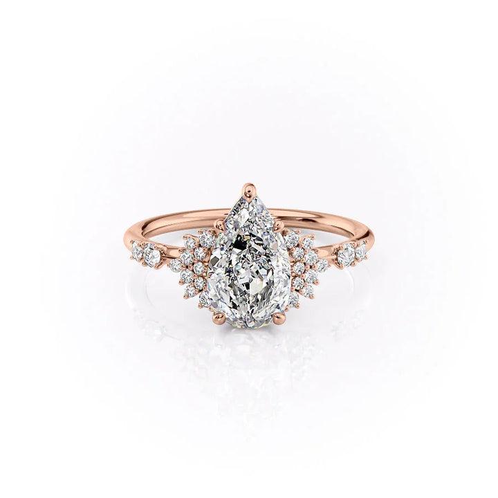 The Giselle Set With Pear Side Stone Lab Diamond 1 Carat 14K Rose#material_14k-rose