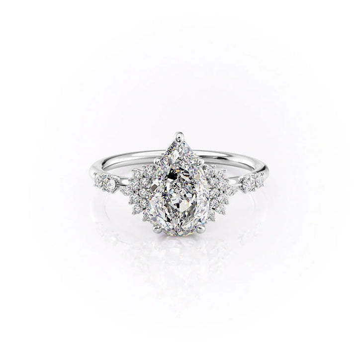 The Giselle Set With Pear Side Stone Moissanite#material_14k-white