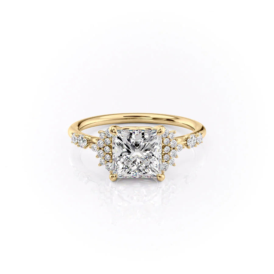 The Giselle Set With Princess Side Stone Lab Diamond 1 Carat 14K Gold#material_14k-gold