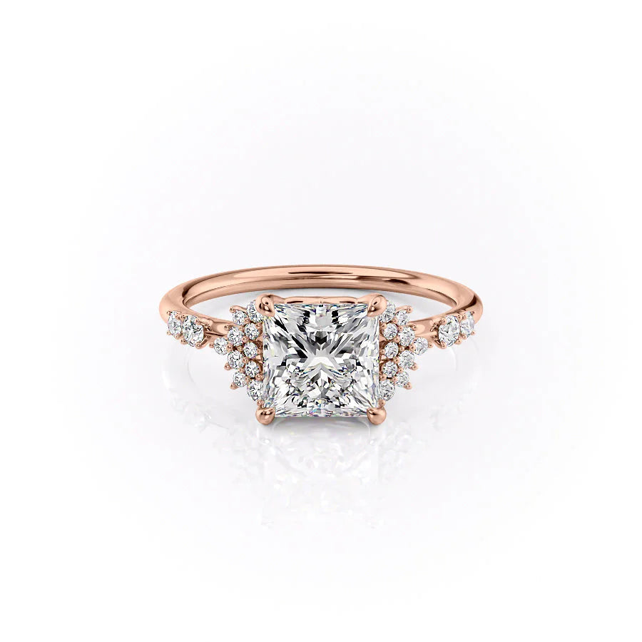 The Giselle Set With Princess Side Stone Lab Diamond 1 Carat 14K Rose#material_14k-rose