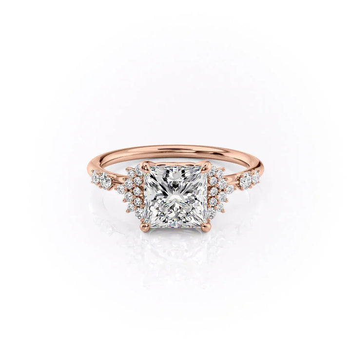 The Giselle Set With Princess Side Stone Moissanite#material_14k-rose