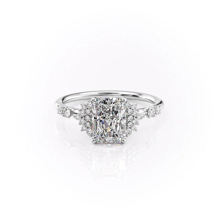 The Giselle Set With Princess Side Stone Lab Diamond 1 Carat 14K White#material_14k-white