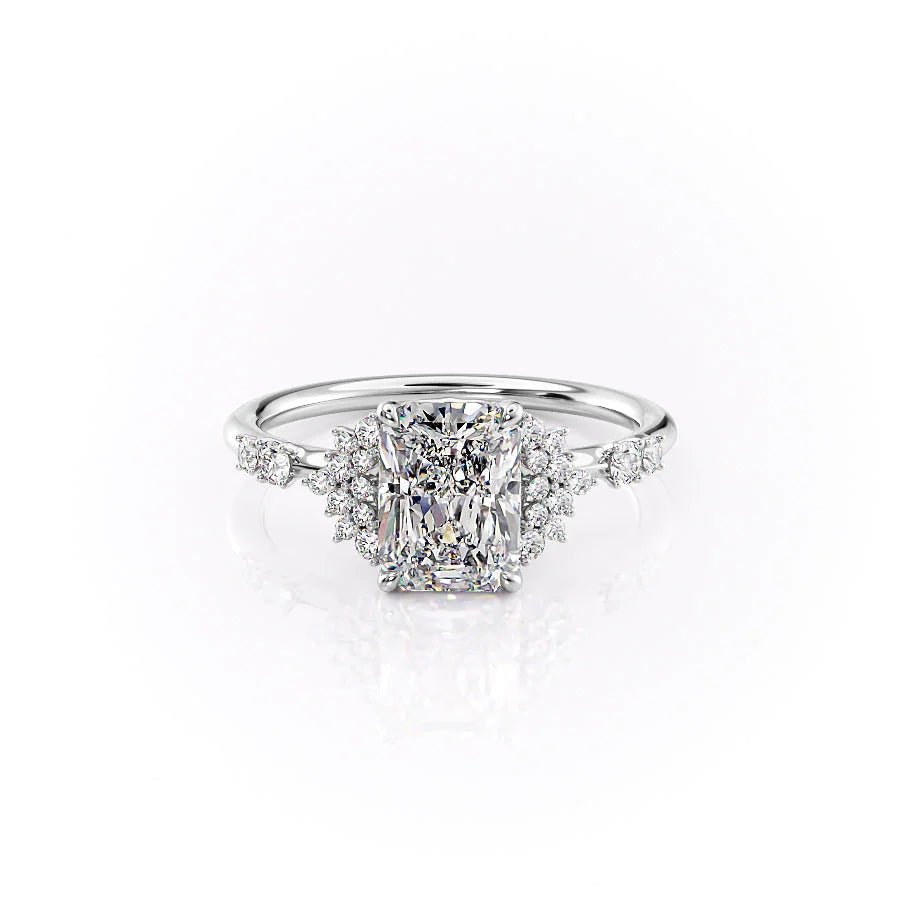 The Giselle Set With Princess Side Stone Lab Diamond 1 Carat 18K White#material_18k-white