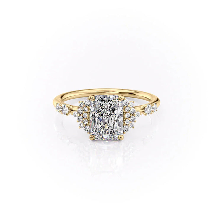 The Giselle Set With Radiant Side Stone Moissanite#material_14k-gold