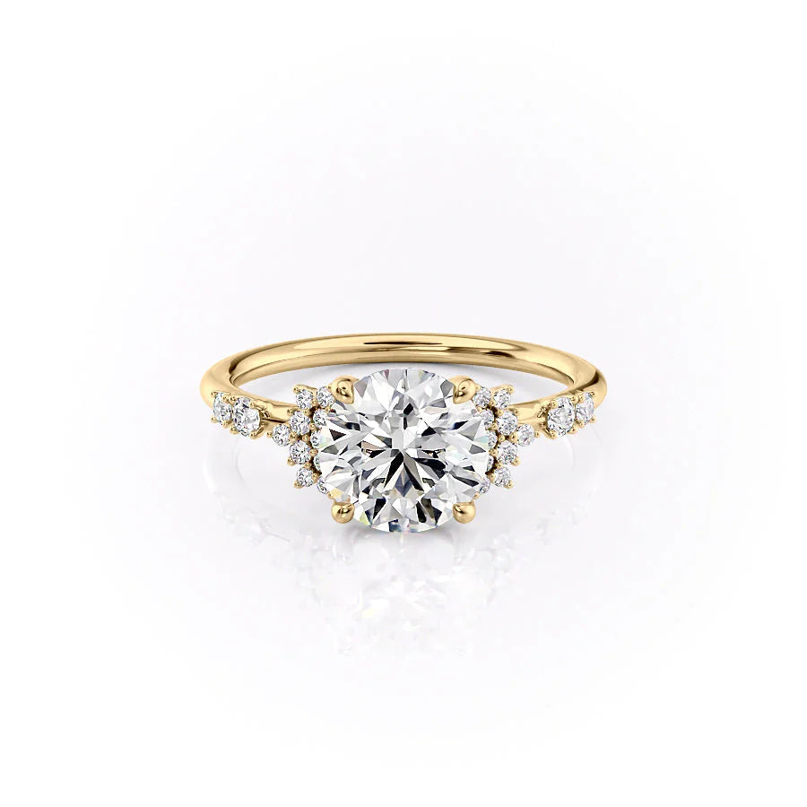 The Giselle Set With Round Side Stone Lab Diamond 1 Carat 14K Gold#material_14k-gold