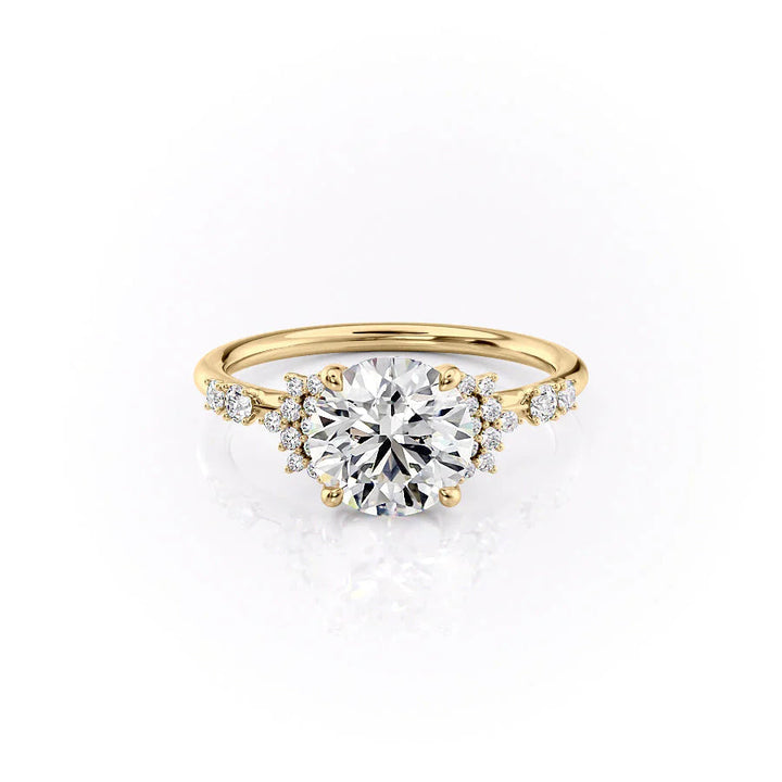 The Giselle Set With Round Side Stone Lab Diamond 1 Carat 14K Gold#material_14k-gold