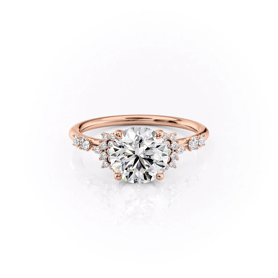 The Giselle Set With Round Side Stone Lab Diamond 1 Carat 14K Rose#material_14k-rose