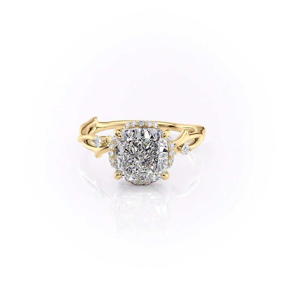 The Halo Coco Set With Cushion Halo Lab Diamond 1 Carat 14K Gold#material_14k-gold