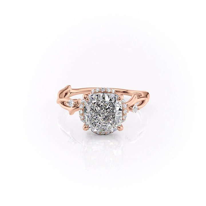 The Halo Coco Set With Cushion Halo Lab Diamond 1 Carat 14K Rose#material_14k-rose