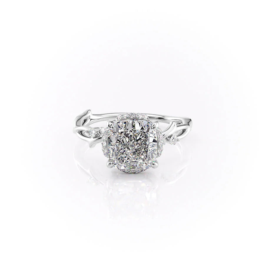 The Halo Coco Set With Cushion Halo Lab Diamond 1 Carat 14K White#material_14k-white