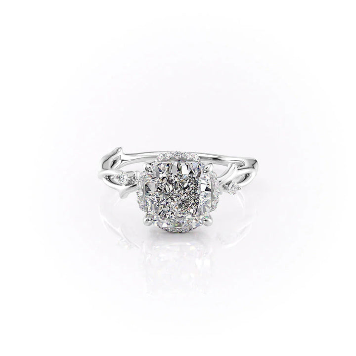 The Halo Coco Set With Cushion Halo Lab Diamond 1 Carat 14K White#material_14k-white