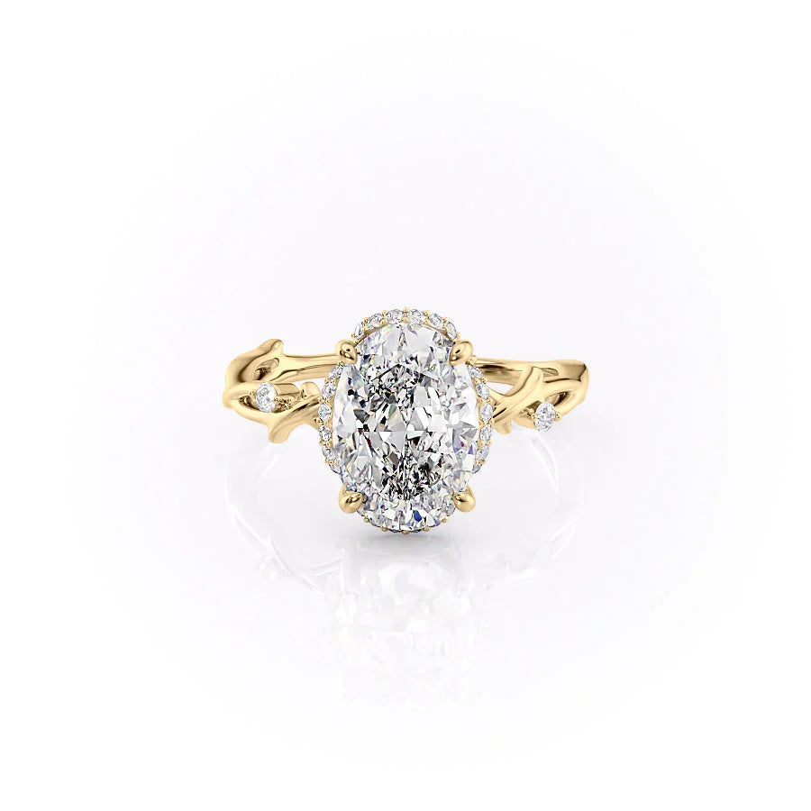 The Halo Coco Set With Oval Halo Lab Diamond 1 Carat 14K Gold#material_14k-gold