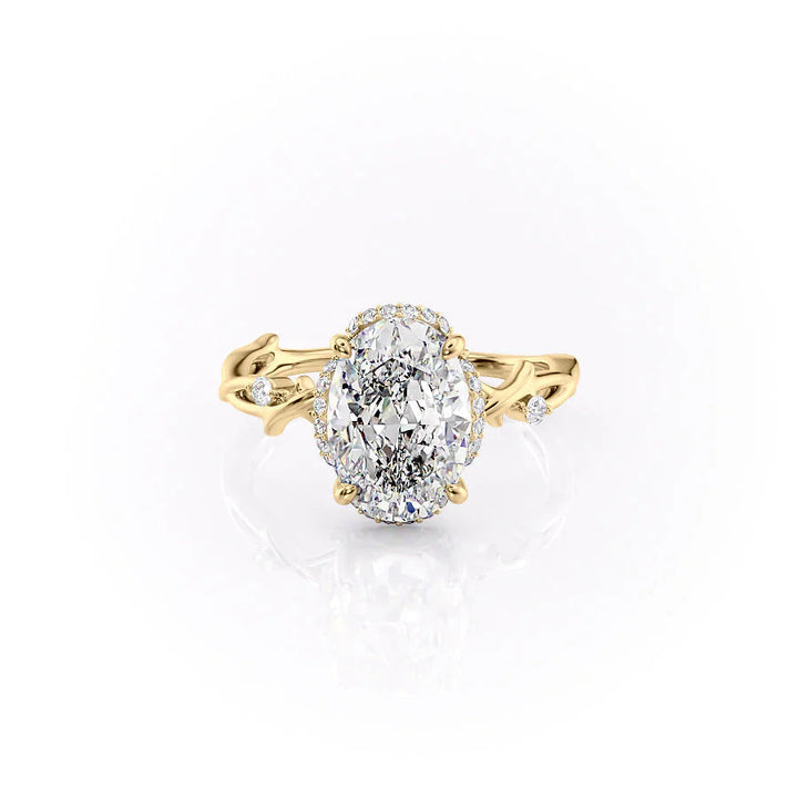 The Halo Coco Set With Oval Halo Lab Diamond 1 Carat 14K Gold#material_14k-gold