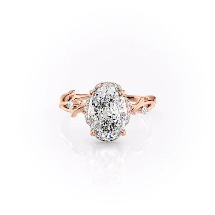 The Halo Coco Set With Oval Halo Lab Diamond 1 Carat 14K Rose#material_14k-rose