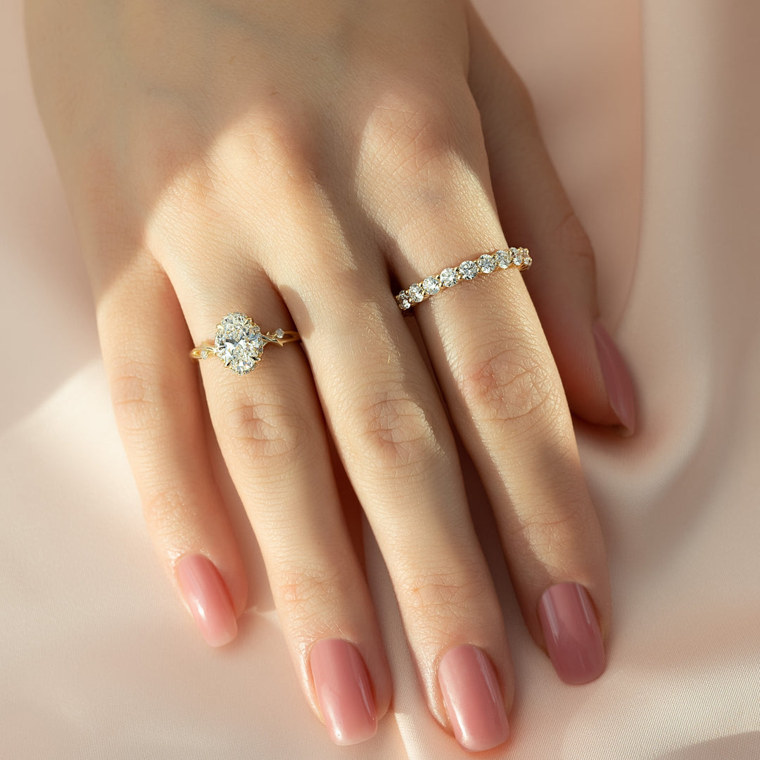 The Halo Coco Oval Lab Diamond Moissanite Engagement Ring