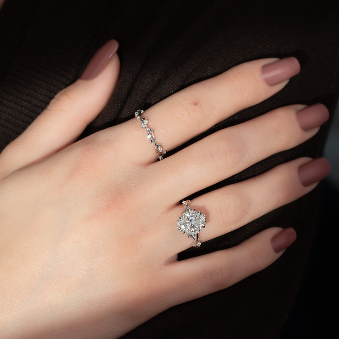 The Halo Coco Oval Lab Diamond Moissanite Engagement Ring
