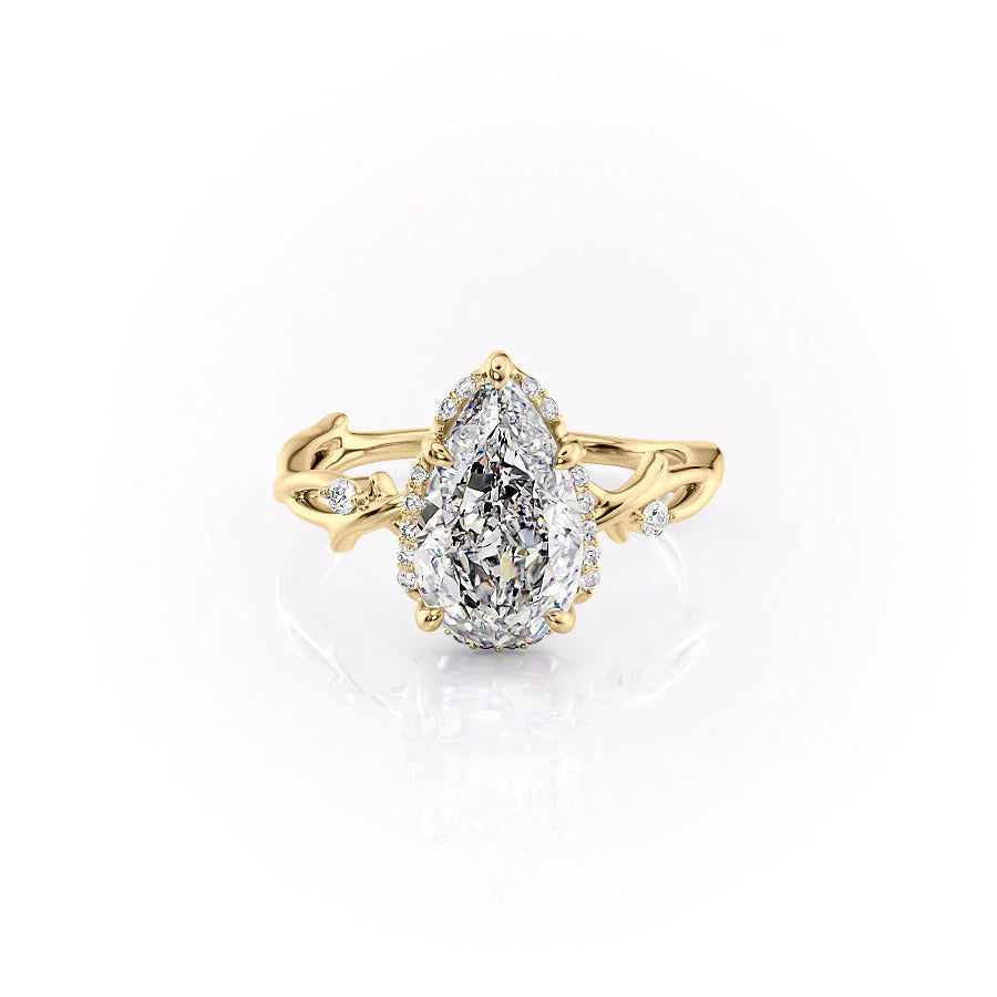 The Halo Coco Set With Pear Halo Lab Diamond 1 Carat 14K Gold#material_14k-gold