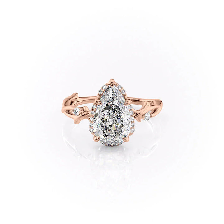 The Halo Coco Set With Pear Halo Moissanite#material_14k-rose