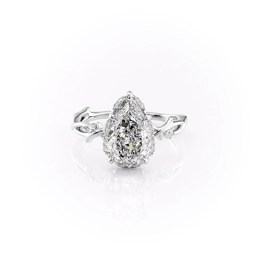 The Halo Coco Set With Pear Halo Lab Diamond 1 Carat 14K White#material_14k-white