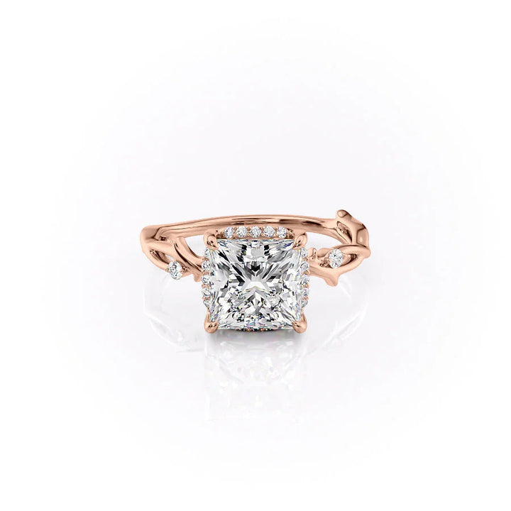 The Halo Coco Set With Princess Halo Lab Diamond 1 Carat 14K Rose#material_14k-rose