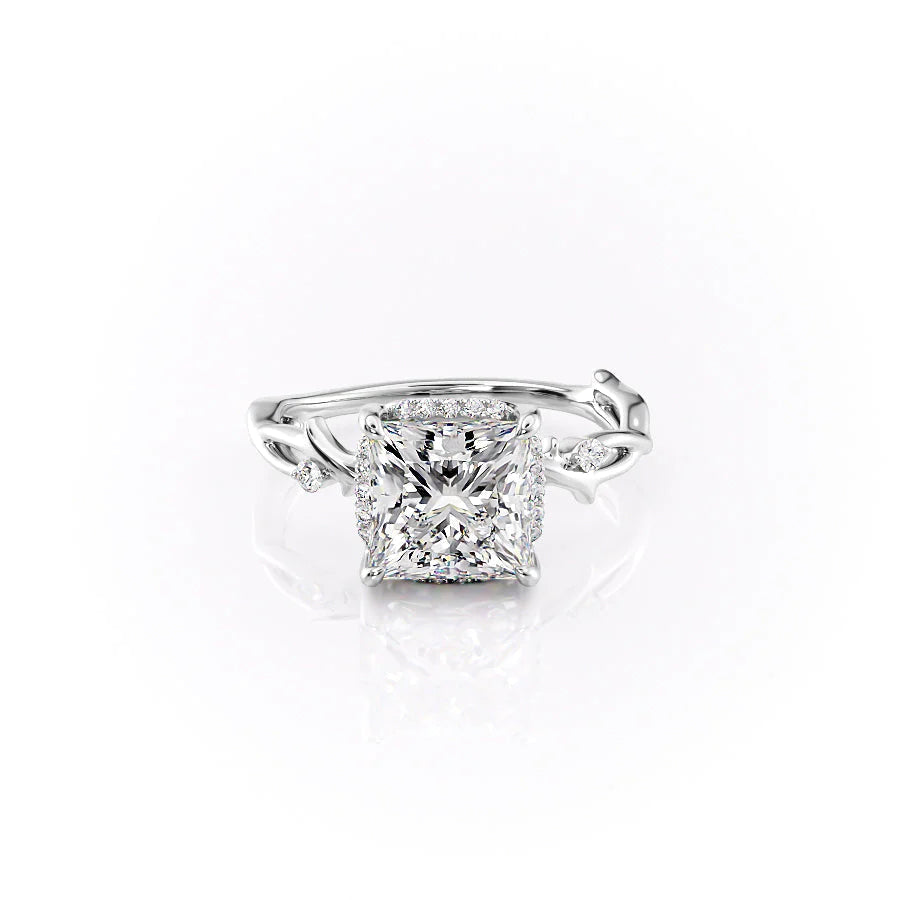 The Halo Coco Set With Princess Halo Moissanite#material_14k-white