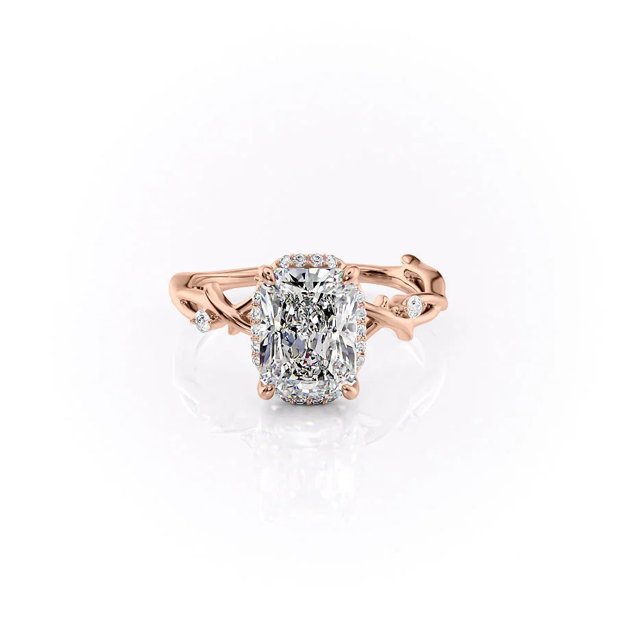 The Halo Coco Set With Radiant Halo Lab Diamond 1 Carat 14K Rose#material_14k-rose