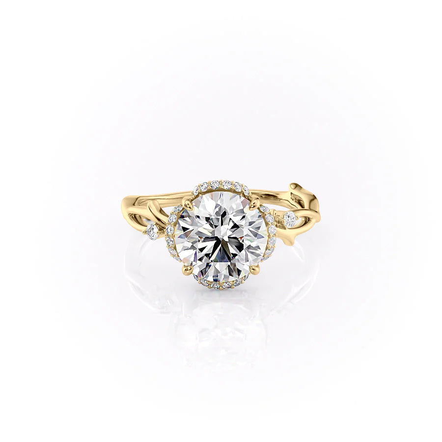 The Halo Coco Set With Round Halo Moissanite#material_14k-gold