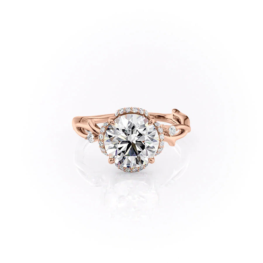 The Halo Coco Set With Round Halo Moissanite#material_14k-rose