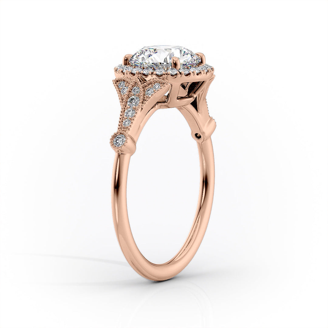 The Halo Sharon Set With Cushion Vintage Lab Diamond 1.5 Carat 18K Rose#material_18k-rose