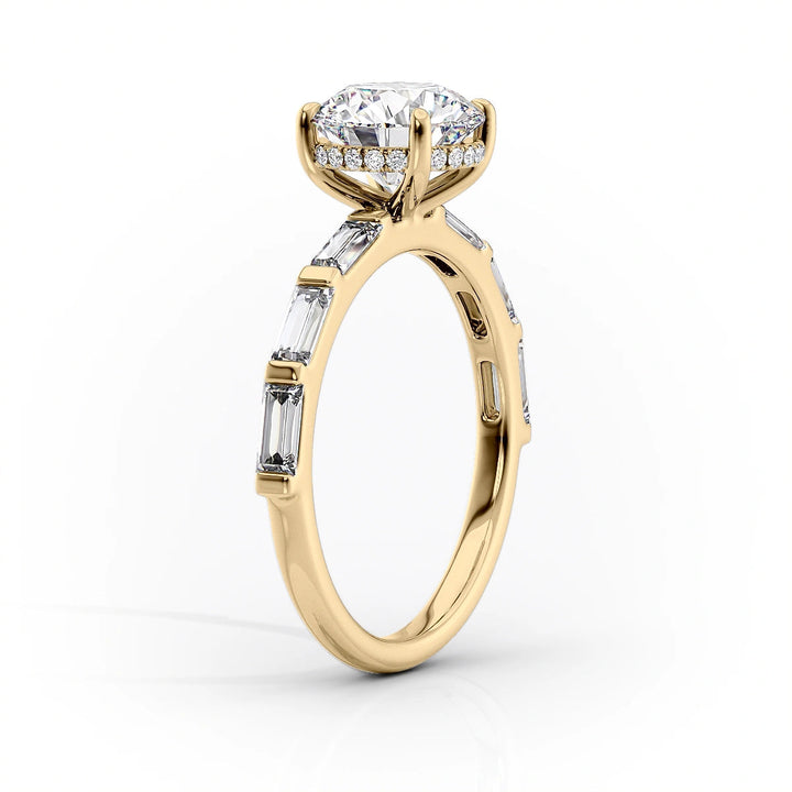 The Harmony Set With Cushion Side Stone Moissanite#material_14k-gold