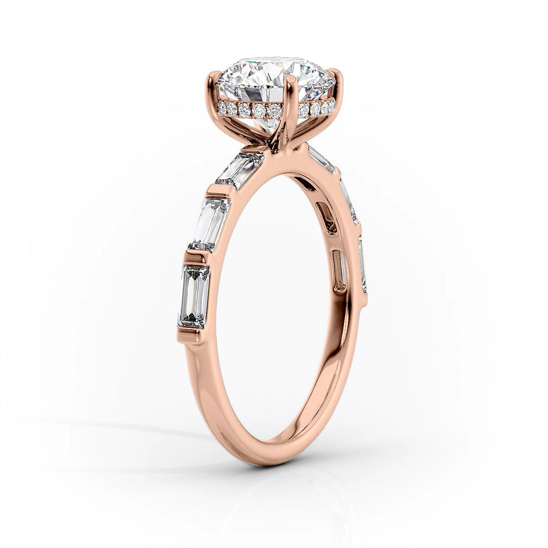 The Harmony Set With Cushion Side Stone Moissanite#material_14k-rose