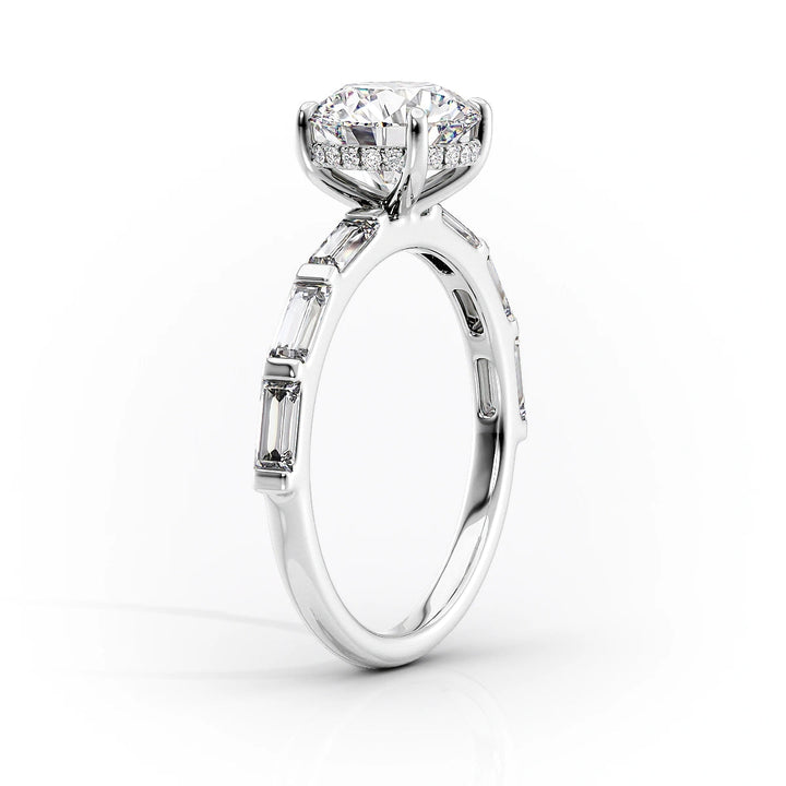 The Harmony Set With Cushion Side Stone Lab Diamond 1.5 Carat 14K White#material_14k-white