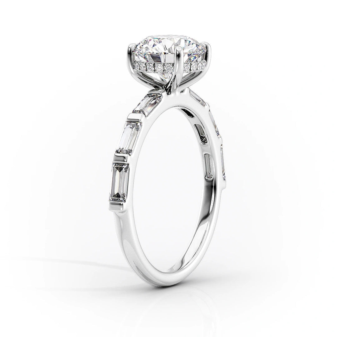 The Harmony Set With Cushion Side Stone Moissanite#material_14k-white