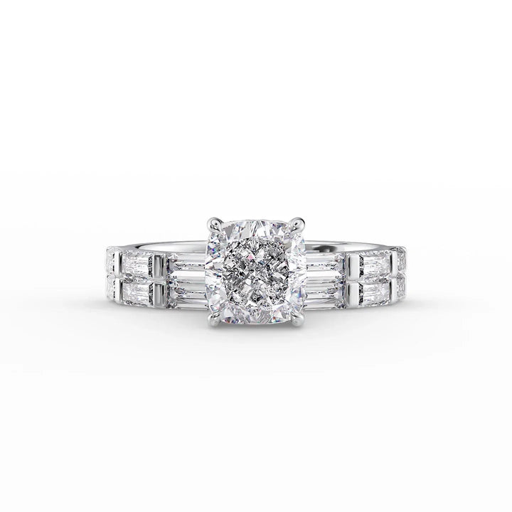 The Harmony Set With Cushion Side Stone Moissanite#material_14k-white