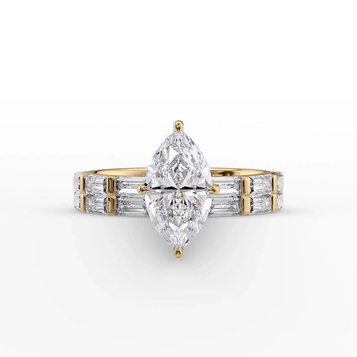 The Harmony Set With Marquise Side Stone Lab Diamond 2 Carat 14K Gold#material_14k-gold