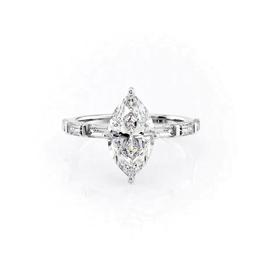 The Harmony Set With Marquise Side Stone Moissanite#material_14k-white