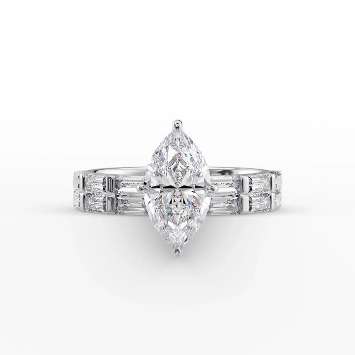 The Harmony Set With Marquise Side Stone Lab Diamond 2 Carat 14K White#material_14k-white