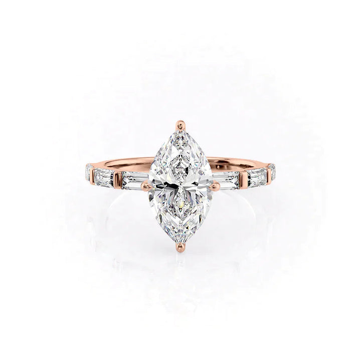 The Harmony Set With Marquise Side Stone Moissanite#material_18k-rose