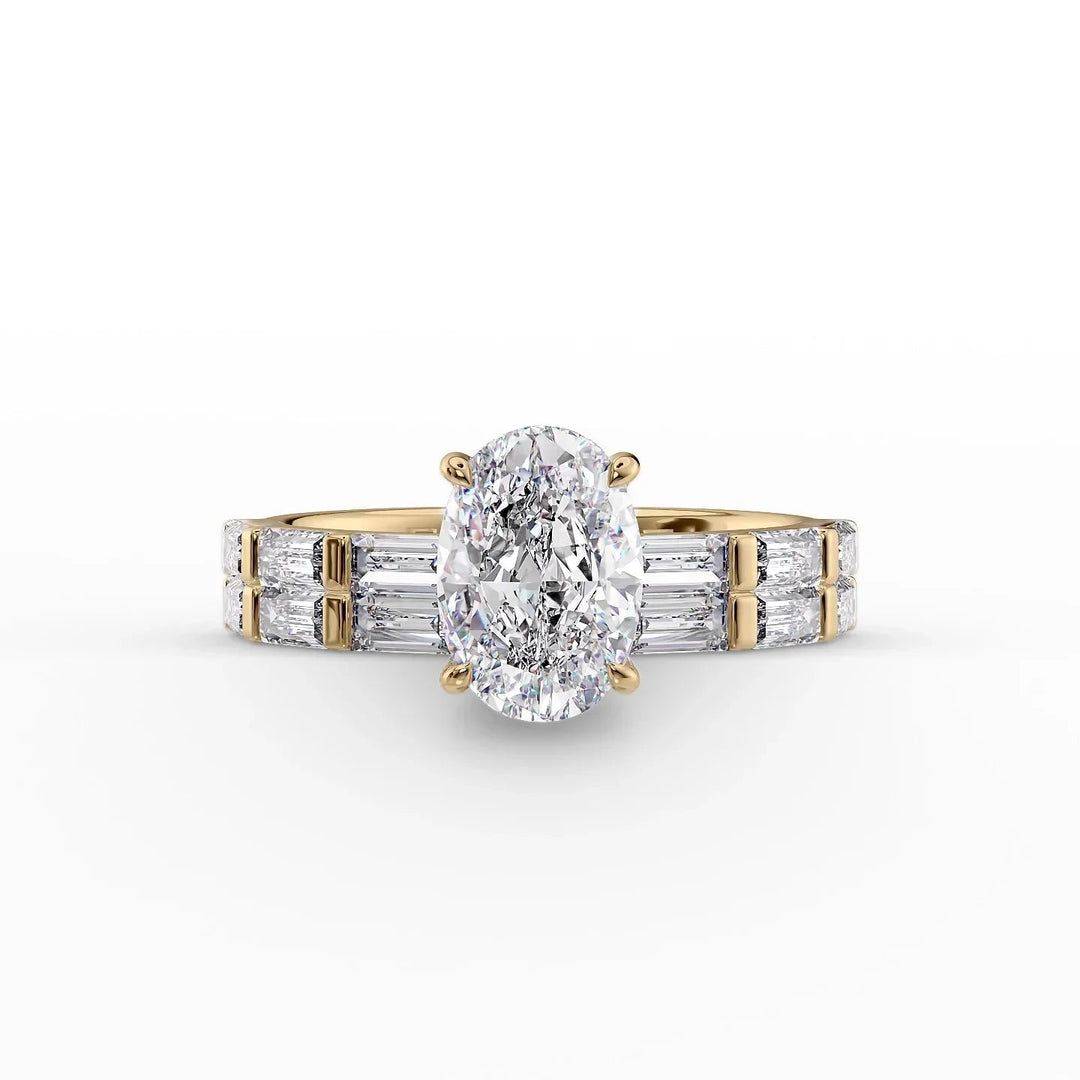 The Harmony Set With Oval Side Stone Lab Diamond 2 Carat 14K Gold#material_14k-gold