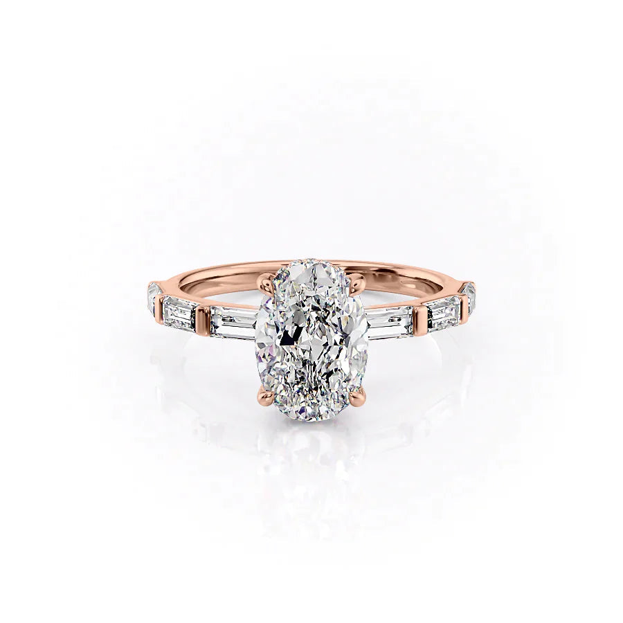 The Harmony Set With Oval Side Stone Moissanite#material_14k-rose