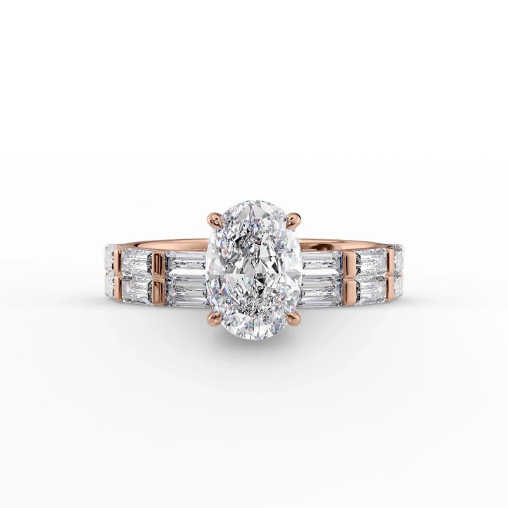 The Harmony Set With Oval Side Stone Moissanite#material_18k-rose