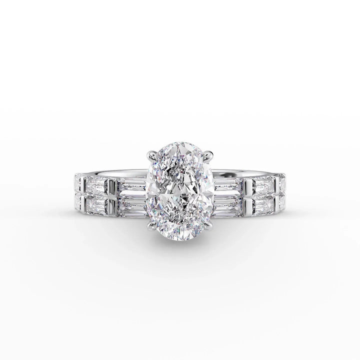 The Harmony Set With Oval Side Stone Moissanite#material_18k-white